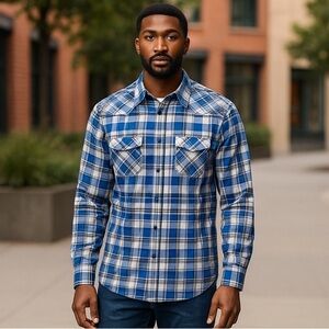 American Rag Western Cowboy Shirt Size L Plaid Like New